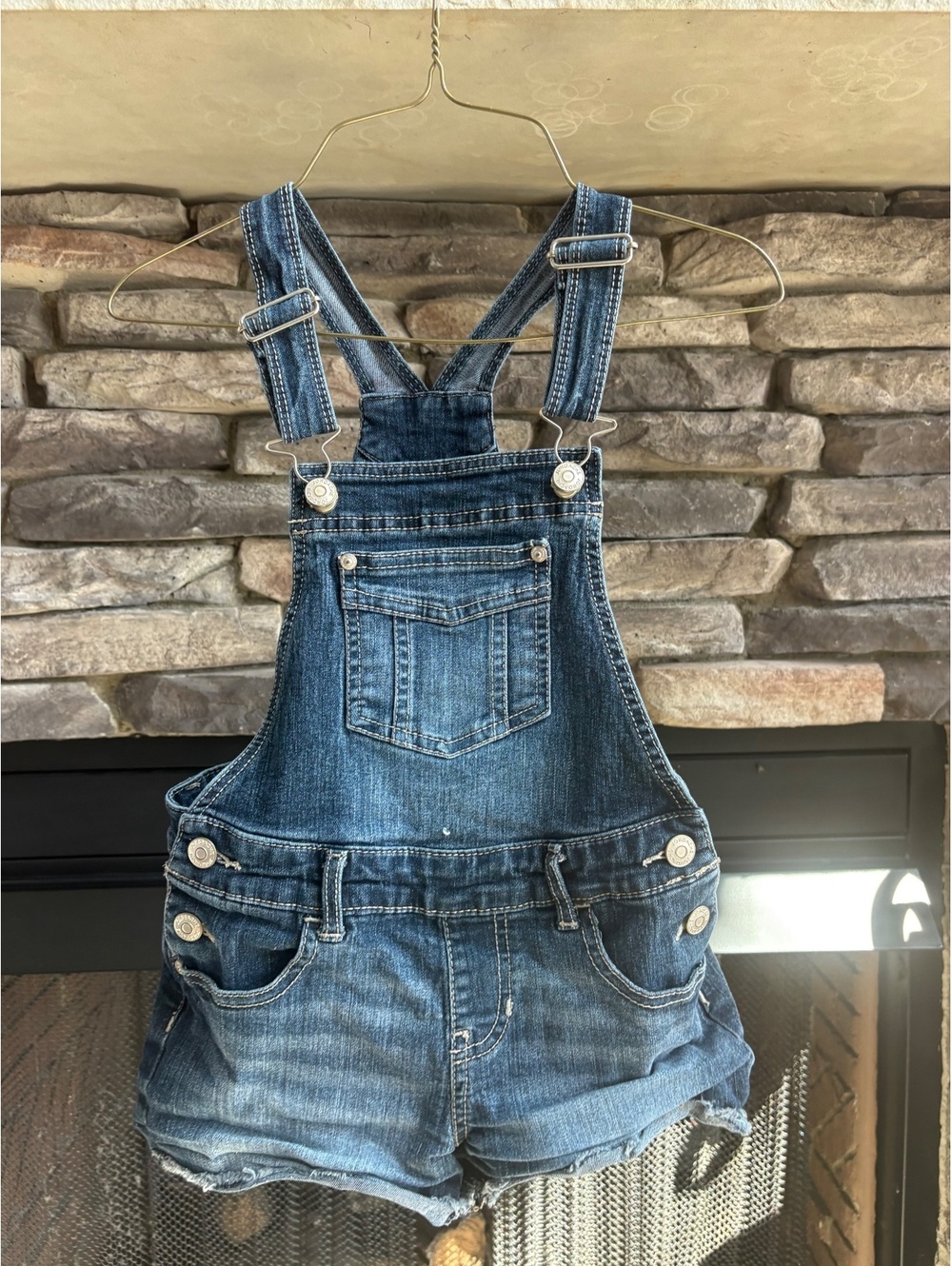 Dark Wash Denim Short Overalls Jordache Girls Size 7 8 Kids